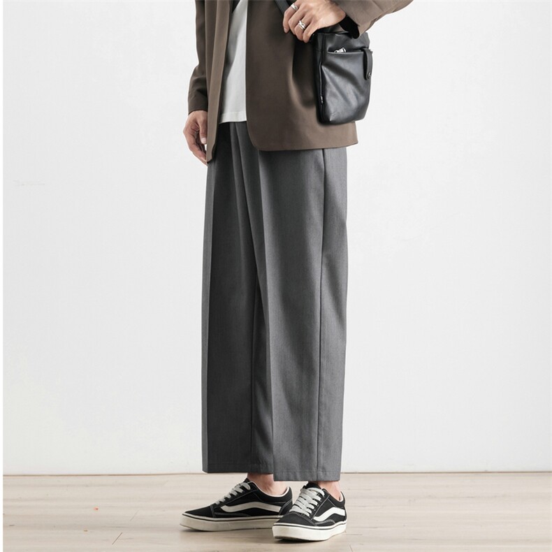 2021新款百搭休闲直筒裤男夏季潮流九分薄款小西裤男DS815TP35，男装西裤，电商A102