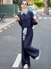 牛仔套装女2025开春季新款超火韩系甜美小香风减龄蕾丝阔腿裤穿搭，商品下架区，韩然一族