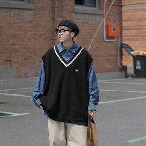 日系复古高级感针织衫马甲男秋季休闲百搭情侣毛衣背心 M627-P33图片