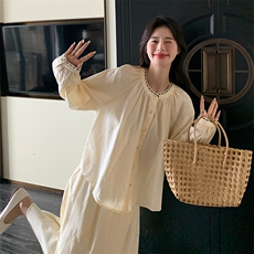 春款新款套裙连件套棉麻休闲舒适显瘦，女装套装/套裙，2B137