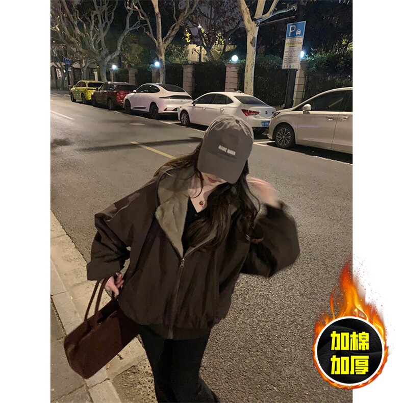 两面穿现货重磅短款座山雕棉衣男女双面穿毛毛绒棉服加厚外套,男装棉衣,电商A443