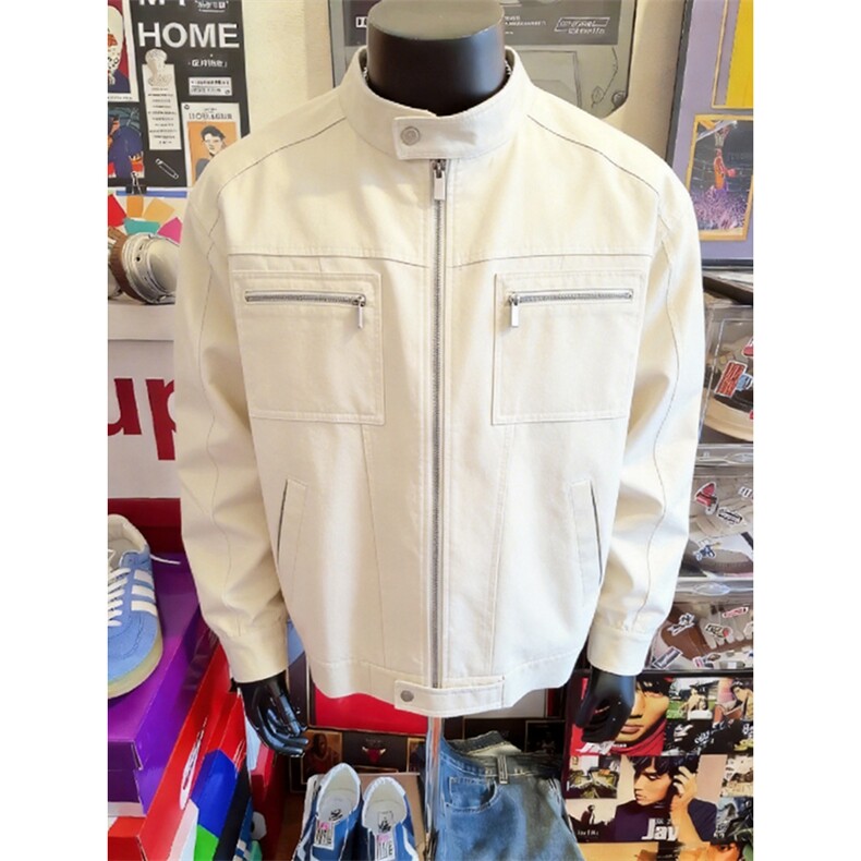 26春装高品质老钱风立领夹克外套男女美式潮牌拉链工装风宽松上衣，男装夹克，电商A486