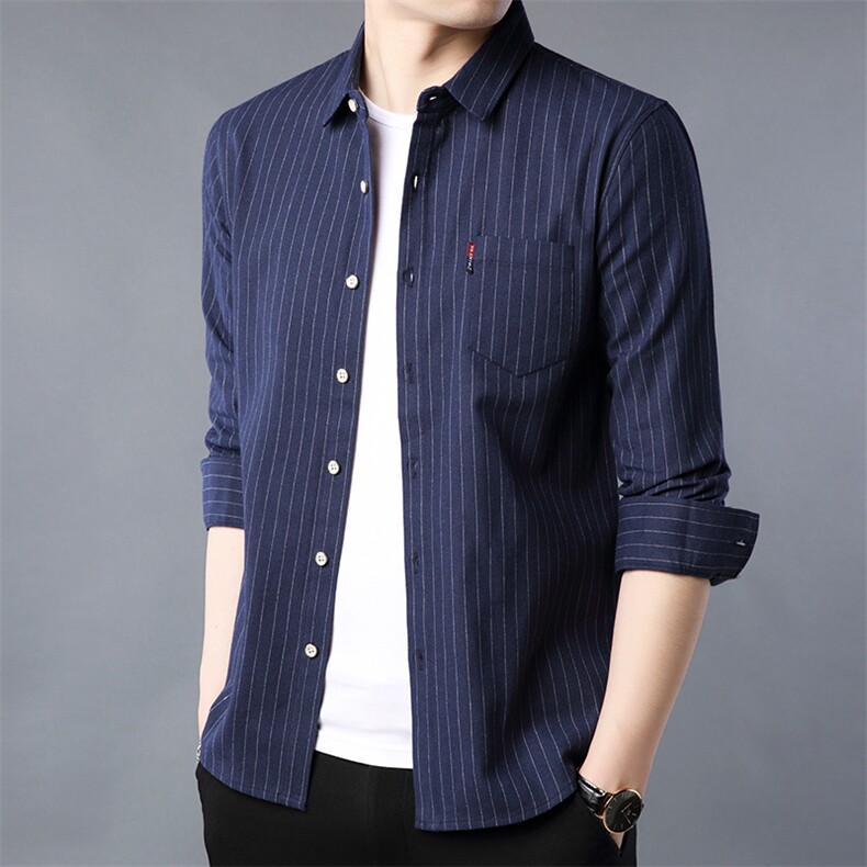 QLM5854男士2023年秋冬款长袖衬衫商务休闲修身衬衣尖领P55,男装衬衫,电商B360