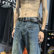 牛仔裤男士宽松直筒潮流刺绣休闲裤子潮牌百搭阔腿长裤N08842-P48，男装牛仔裤，星座308B-2
