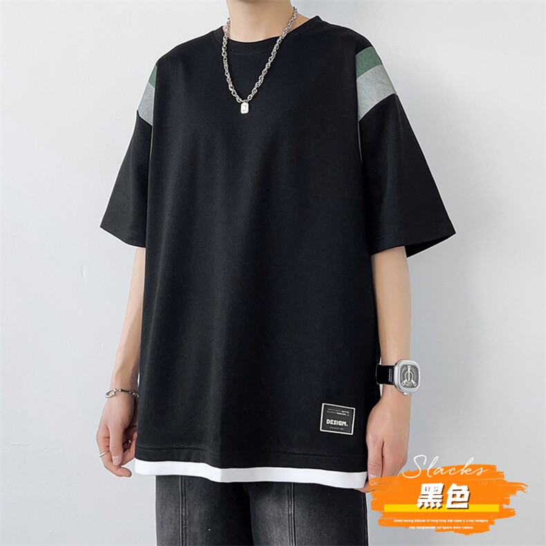 冰氧仿棉短袖港风白墙夏季休闲百搭撞色印花男上衣TC3157-P25控48,男装T恤,星座717