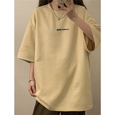 中性2026夏装麂皮绒情侣半袖衫男女装夏季宽松大码短袖T恤S210P28，男装T恤，电商A233-1