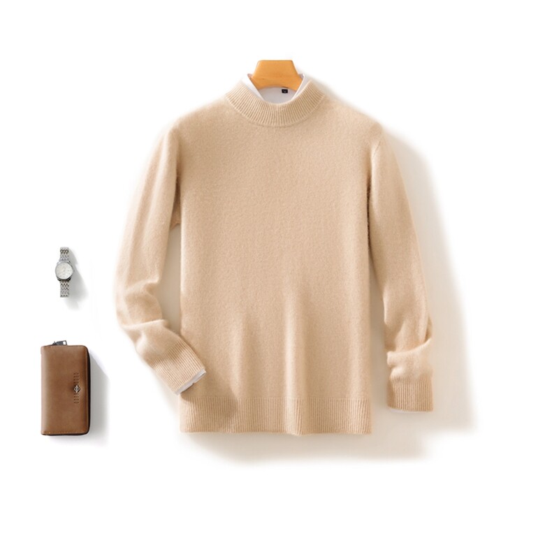 2025年秋季新款七针双股加厚半高针织男士羊毛衫时尚休闲通勤百搭，男装羊毛衫，雪贝坊二店