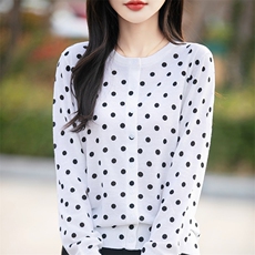 简约时髦灰色波点针织开衫女2025新款长袖精纺细羊毛薄短外套毛衣，女装针织衫/毛衣，片语羊绒