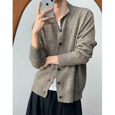 秋季圆领拼色羊毛开衫外套男休闲宽松外搭针织减龄毛衣M3200，男装针织衫/毛衣，星座1116A（原606A-3）