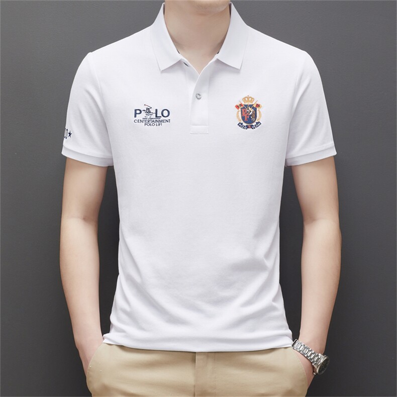 中年男装POLO衫男短袖翻领宽松2023夏季新款时尚休闲简约纯棉夏装,男装Polo衫,电商B212（原钱塘6029）
