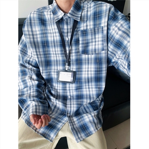 现货~ 格子大码长袖衬衫 CS1877/特P28 藏青色图片