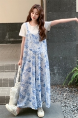 现货！！白T+碎花吊带裤两件套2C317A-8521-P165-K228，女装套装/套裙，2C317A