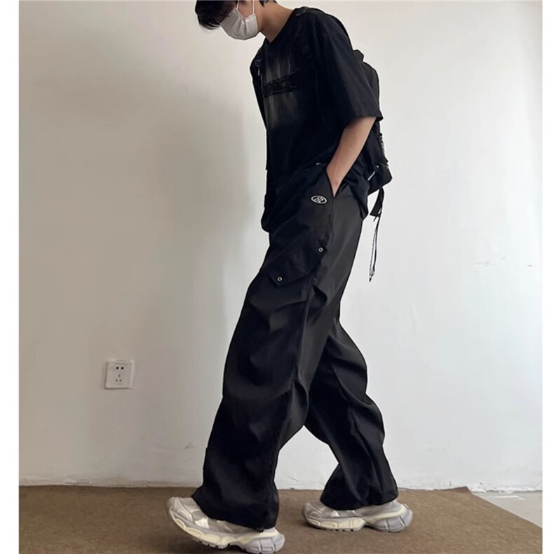 现货时尚美式薄款休闲微喇裤潮牌遛弯裤速干显瘦微喇休闲裤男女裤,男装休闲裤,星座218-1（原230）