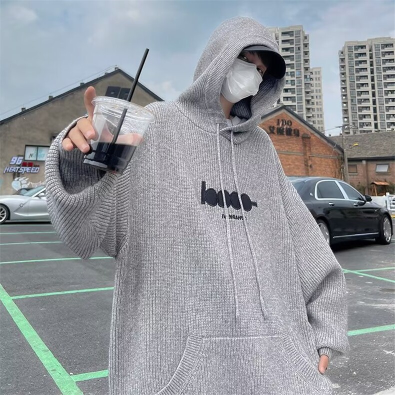 日系复古连帽软糯温柔毛衣男设计感慵懒风初秋针织外套 M861-P48图片