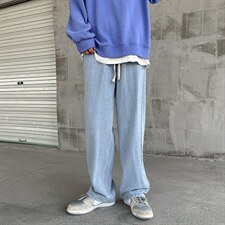 主推！宽松直筒拖地系绳牛仔裤长裤B377-K01-P38-限58图片