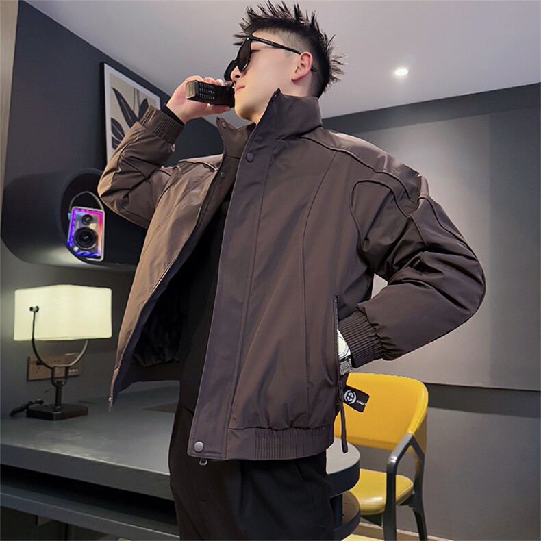 AY130/P178控238冬季社会小伙保暖立领百搭韩系羽绒棉服男深棕首,男装棉衣,星座305B-1