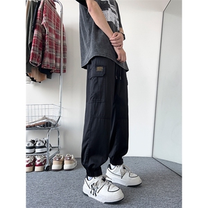 港风 大码宽松束脚裤长裤工装裤直筒裤A014-DY25020-P50控68图片