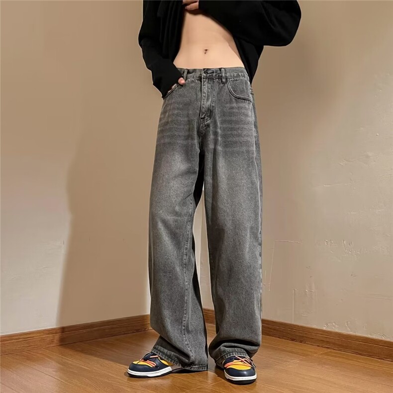 牛仔裤男秋季潮大码休闲裤子高街KM876P40图片