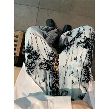 2026港风冰丝扎染抽绳大码M-5XL风休闲裤有套装88798P45，男装休闲套装，星座227-7