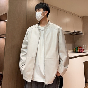 潮流机车皮衣宽松薄款男士立领皮夹克春季休闲外套A266-PY005-P85