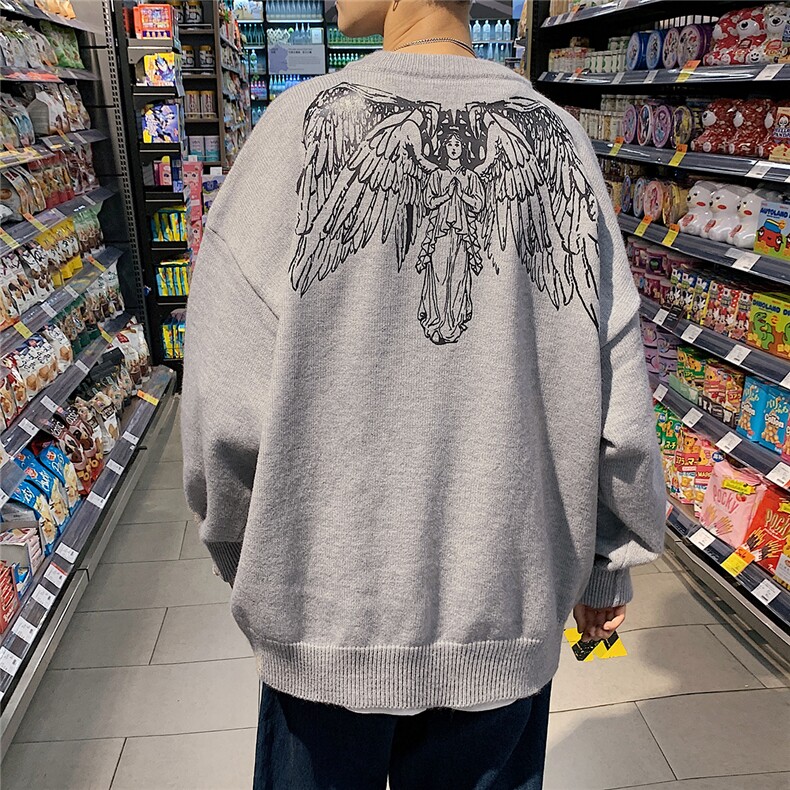 1港风圆领中性情侣潮流大码M-5XL印花加厚毛衣男7671P48加绒P55图片