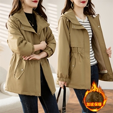 红加绒派克服外套女春秋2025新款宽松休闲加厚保暖工装棉衣，女装棉衣/棉服，沐七七