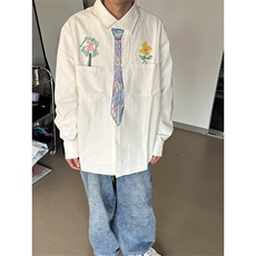 现货~设计感手绘领带白色衬衫衬衣CS7788P50，男装衬衫，星座908