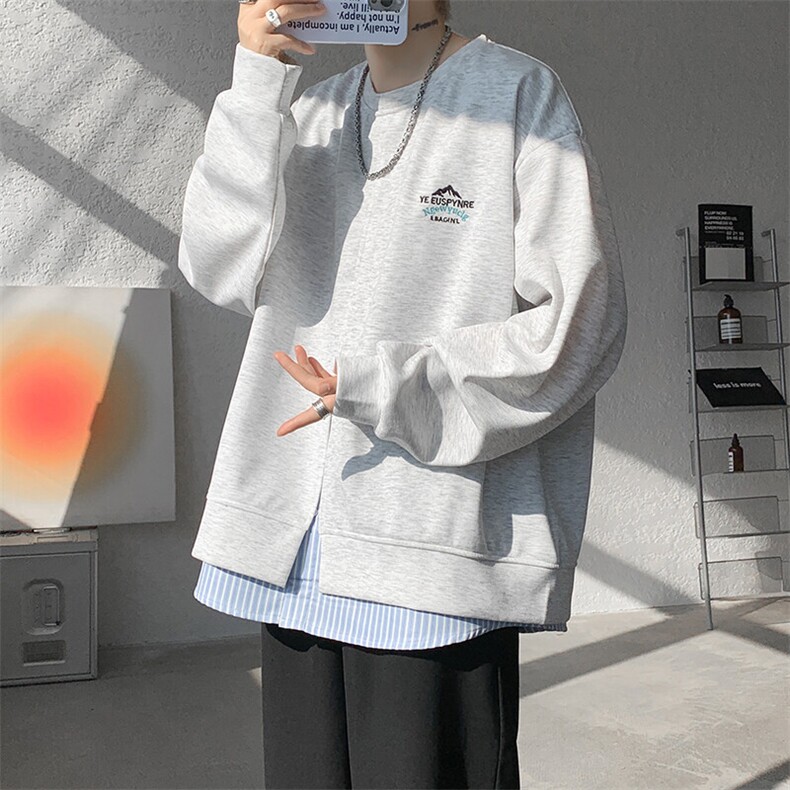 【25春现货】WY25003-P45特大码假两件条纹拼接衬衫外套,男装卫衣,电商D232