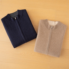 2025年秋季立领长袖时尚百搭通勤简约休闲开衫，男装羊绒开衫，米亚康羊绒