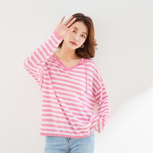 女士秋冬简约V领羊毛条纹帽衫羊毛，女装羊毛衫，润匹羊绒