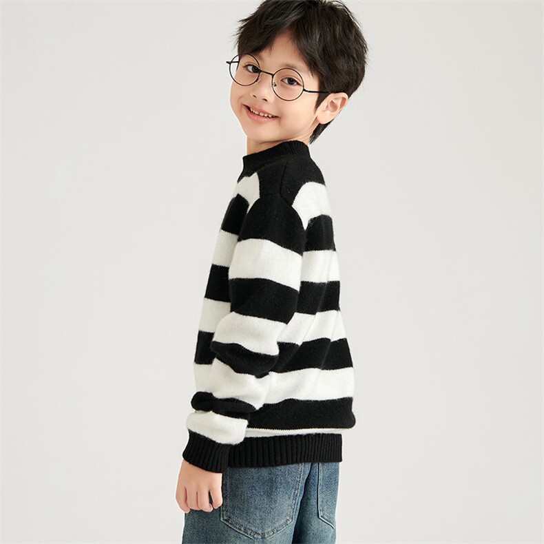 羊毛时尚条纹儿童羊毛衫男女童保暖秋冬季新款，童装儿童羊毛衫，鑫贝羊绒