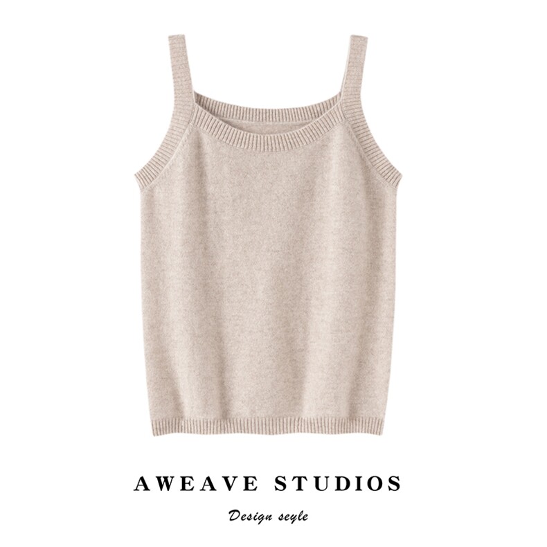 2025夏秋新款羊绒衫女100山羊绒休闲圆领内搭针织衫纯色简约背心，女装马甲，咔绒特