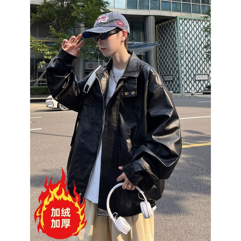 复古机车服皮衣美式多口袋夹克飞行员立领pu皮外套Y1021-P75网图,男装夹克,电商B245