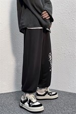 现货2025四季新款抽绳束脚运动印花男港风休闲裤D201-DM79-P45,男装休闲裤,电商D321-1