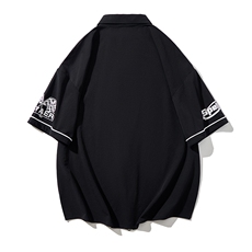休闲棒球服复古拉链款短袖衬衫潮流赛车服港风上衣HY332TP45控69，男装T恤，电商A102B
