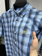 纯棉格子短袖衬衫男薄款上衣夏季中年男士休闲宽松半袖衬衣爸爸装，男装T恤，电商B212（原钱塘6029）