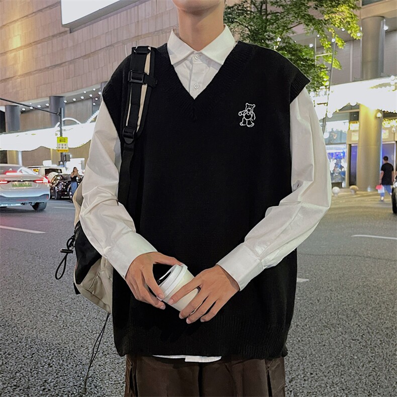 针织衫男韩版潮流大V领小熊帅气2023秋冬季新款ins毛衣MZ023-P39,男装针织衫/毛衣,星座412-3