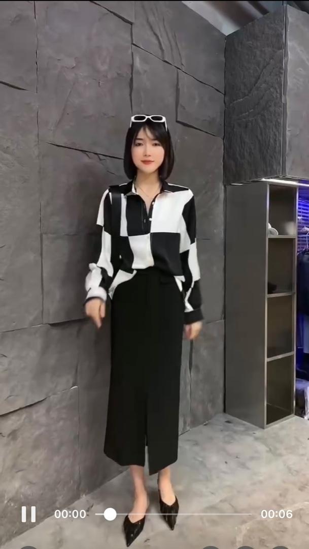 2022秋季新款韩版百搭设计感气质菱格衬衫,女装衬衫,L·H·X
