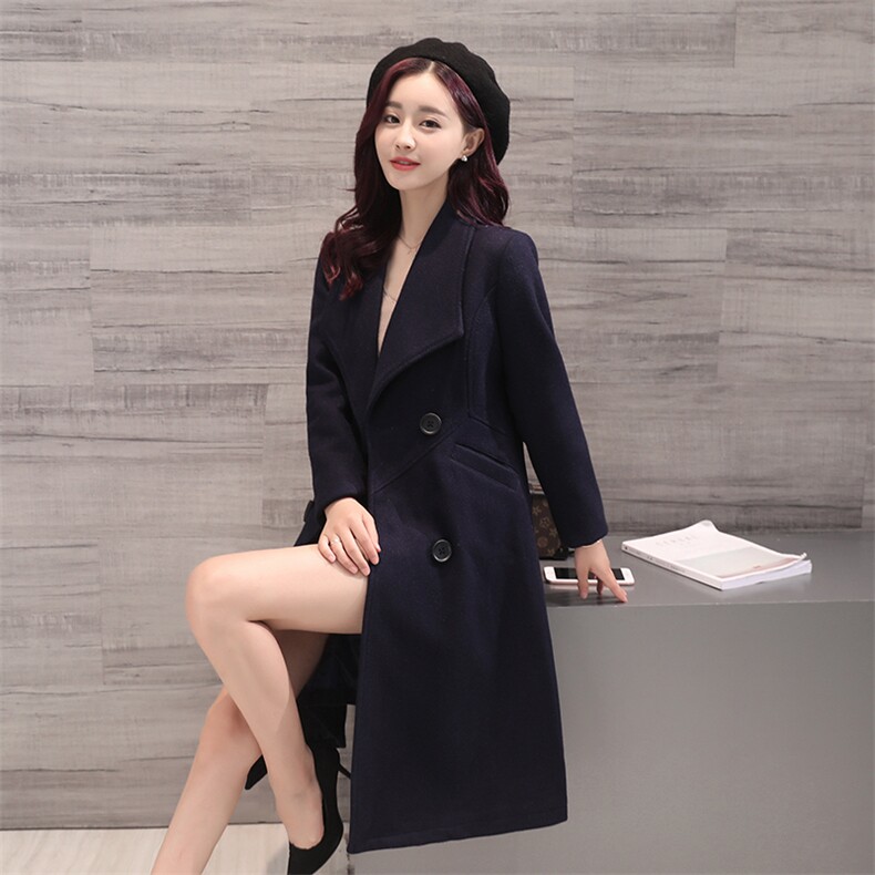 显瘦修身双排扣简约2020年冬季西装领纯色毛呢外套,女装毛呢外套,尚娜萱