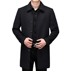 男装新款羊毛风衣男士外套宽松翻领中长款秋冬爸爸装HM8898-P250，男装风衣，电商B212（原钱塘6029）