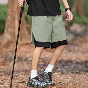 夏季假两件透气运动短裤男款户外宽松休闲骑行裤A406K3517P38,白色小脚裤裤子的搭配图片