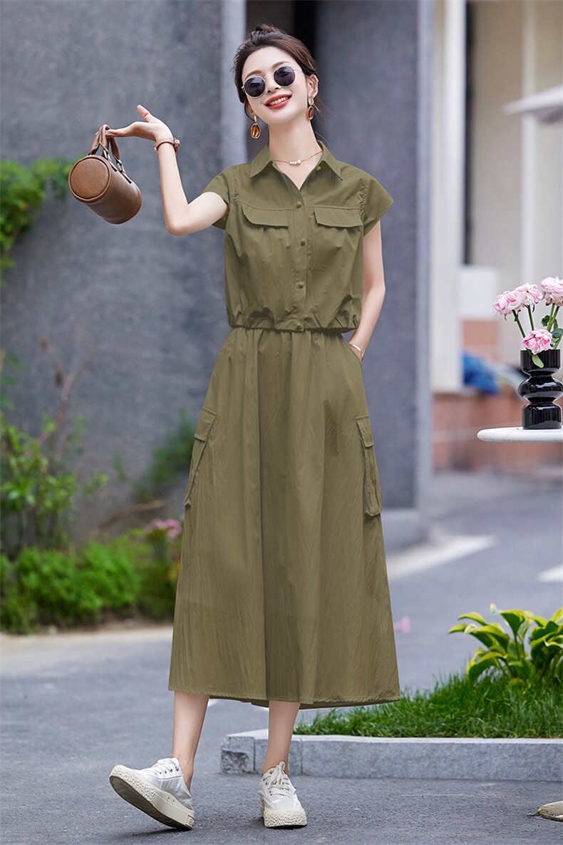 现货2024夏装新款休闲百搭气质优雅新中式两件套套裙,女装套装/套裙,韩美纤衣