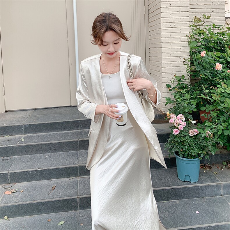 高级松弛感休闲西装套装女2025年春秋季新款韩版显瘦半身裙两件套,女装套装/套裙,2C116