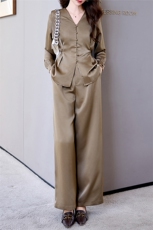 高端职业套装女春秋2025新款高级感通勤气质时尚洋气阔腿裤两件套，女装套装/套裙，卡杰菲