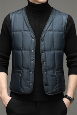 新款2023冬季商务休闲羽绒服马甲中年V领马甲外套男ZK2101-P160，男装背心/马甲，电商B212（原钱塘6029）