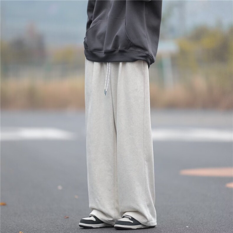 自制秋季日系慵懒垂感宽松BF针织抽绳长裤运动风卫裤男女KQ71,男装休闲裤,星座1116A-1（原606A）
