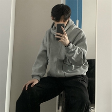 抖音得物高品质秋冬美式高街重磅结构辑明线纹理连帽卫衣外套W111，女装短外套，电商A486-1