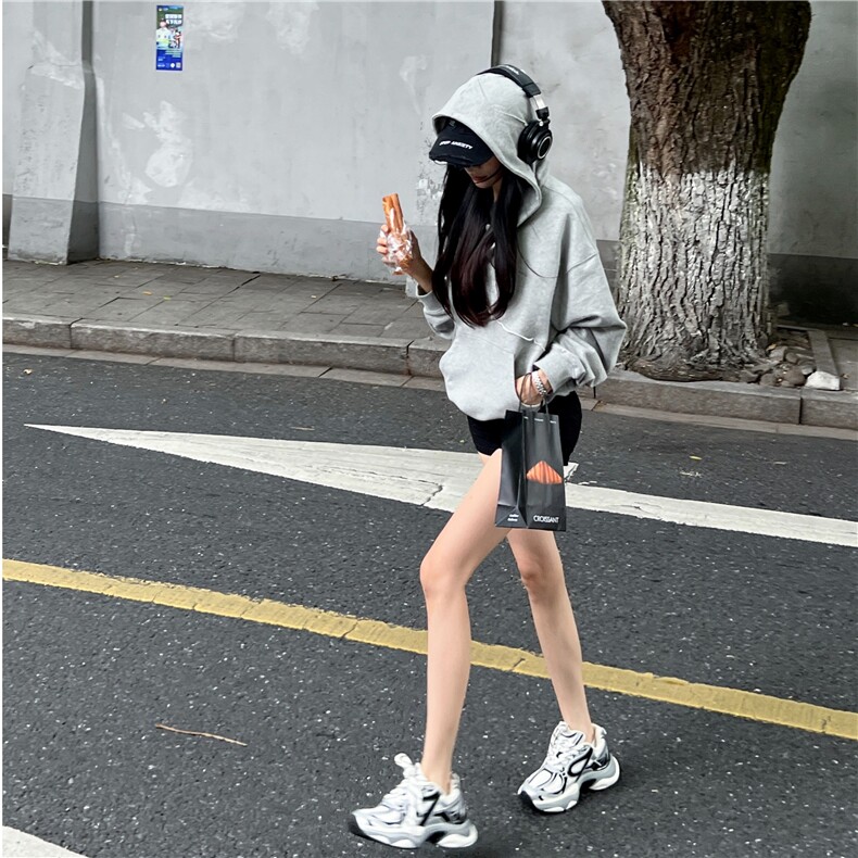 美式复古小众解构设计连帽卫衣男女宽松纯色情侣帽衫外套,男装卫衣,星座218-1（原230）