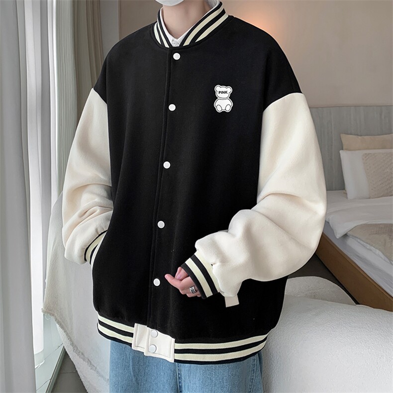 摇粒绒棒球服男大码开衫卫衣男夹克BF86292-P65,男装夹克,电商A040