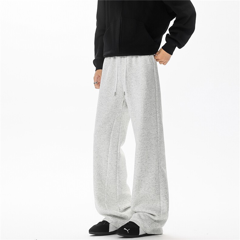 加绒加厚重磅弯刀卫裤男美式微喇裤子休闲宽松直筒运动裤KZ070P50，男装休闲裤，电商B312